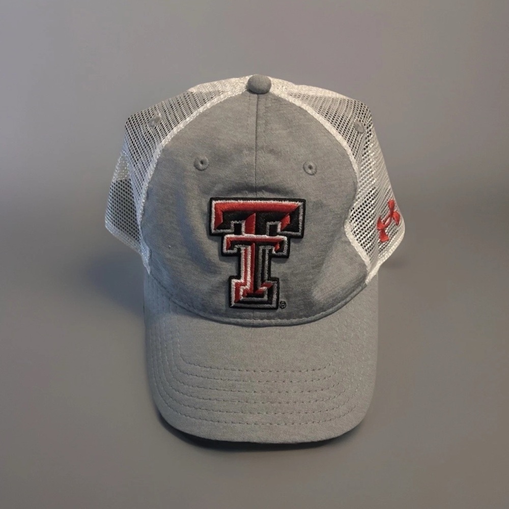 Under Armour Texas Tech Red Raiders Mesh Gray and White Ball Cap Hat Adjustable